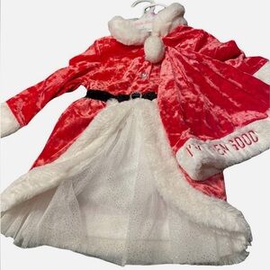 Mrs. Santa Claus dress, Red velour dress and hat Christmas outfit size 4